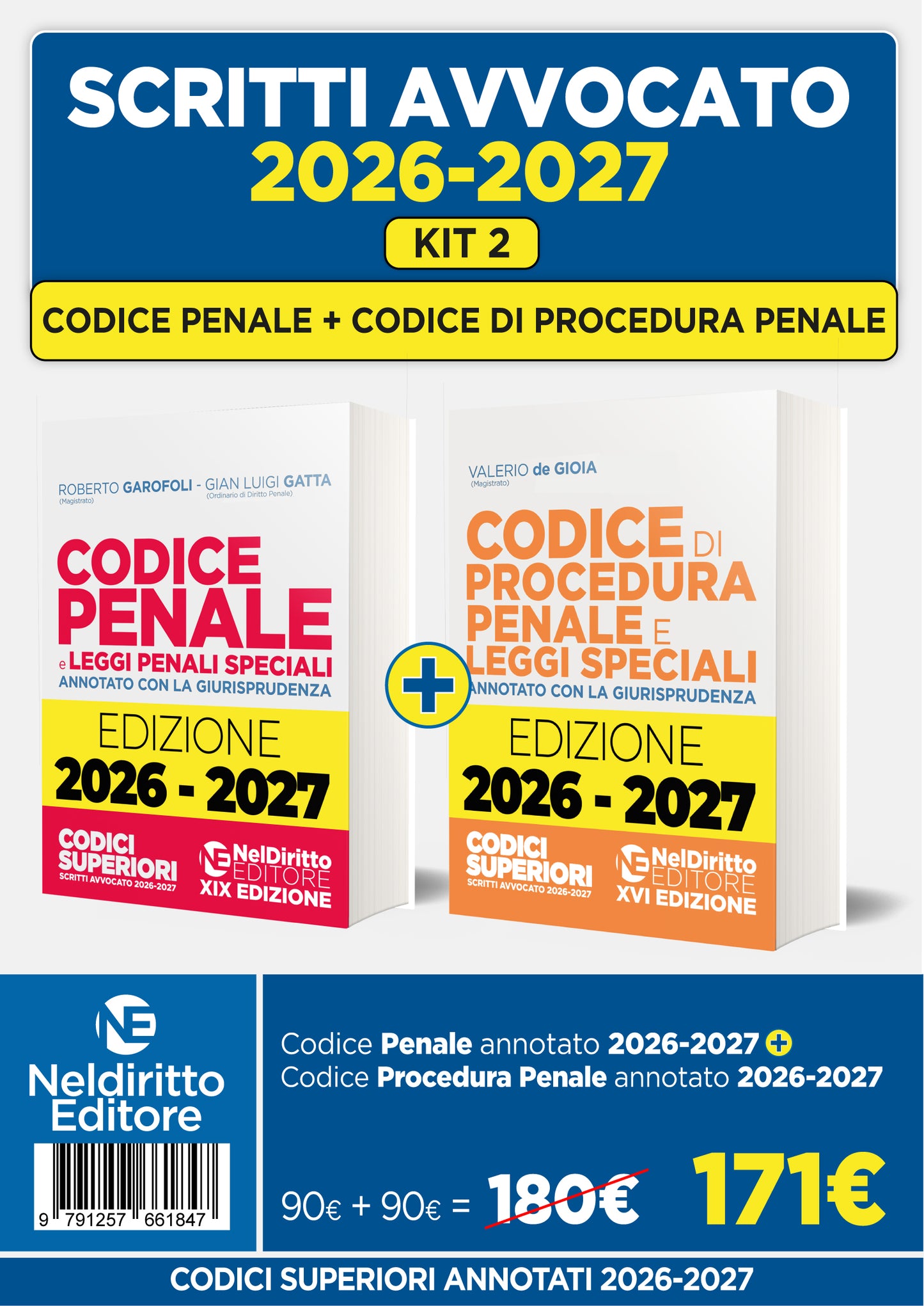 PREORDINE Kit Codice Penale + Codice di procedura penale annotati con la Giurisprudenza per l'esame di avvocato 2026/2027 - De Gioia Valerio, Garofoli, Gatta