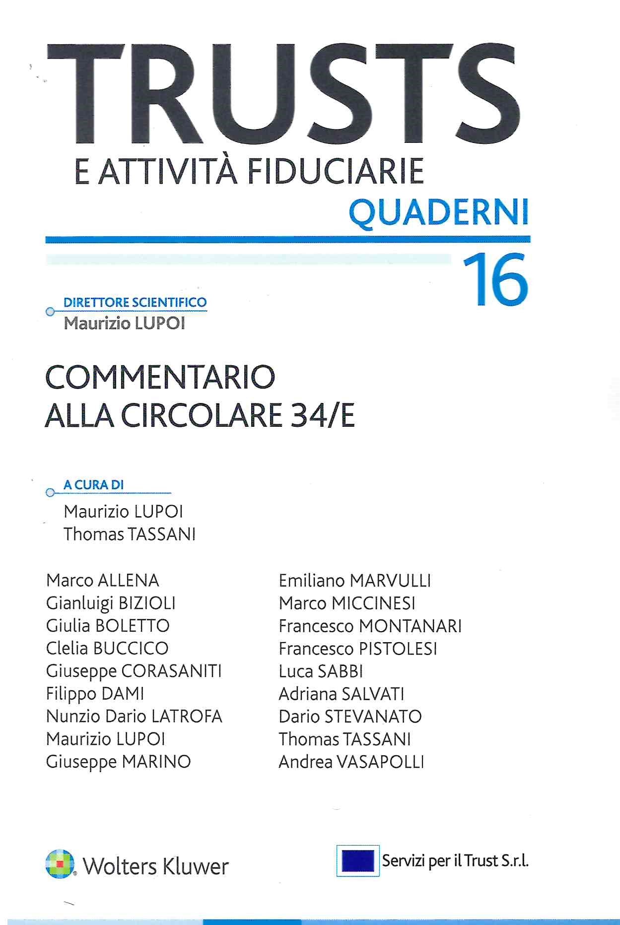 COMMENTARIO ALLA CIRCOLARE 34E TRUST 16 - LUPOI