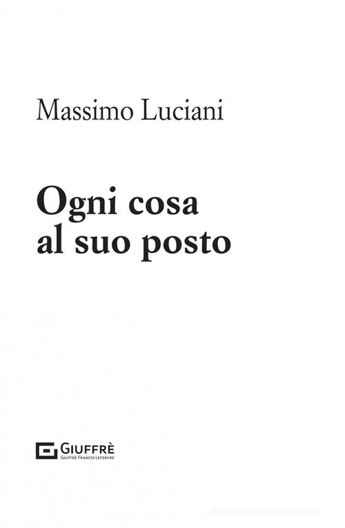 Ogni cosa al suo posto - M. Luciani