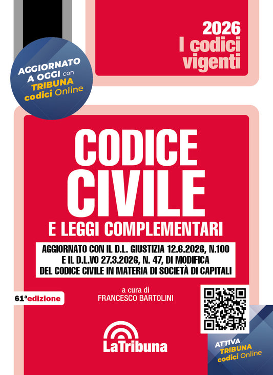 PREORDINE Codice civile e leggi complementari (61°ED.) 2026 (vigente) - Bartolini
