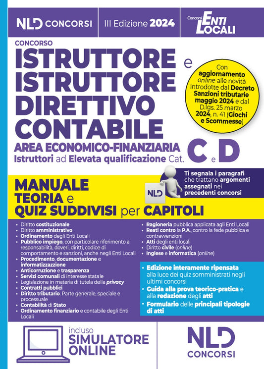 Manuale Istruttore e Istruttore direttivo contabile area economico finanziaria cat. C-D. Manuale teoria e Quiz 2024