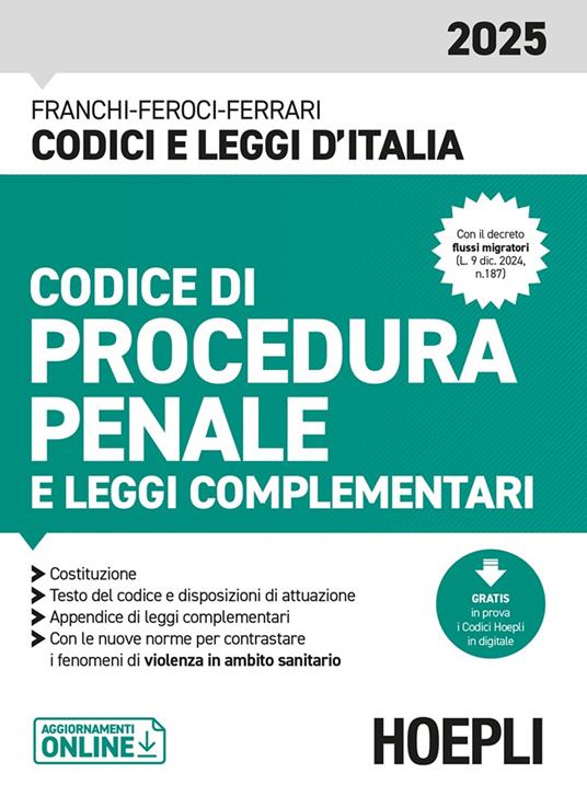 Codice di procedura penale e leggi complementari 2025