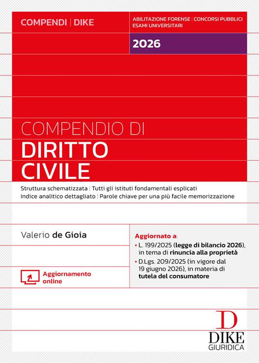 Compendio di diritto civile 2026. Con aggiornamento online - Valerio De Gioia