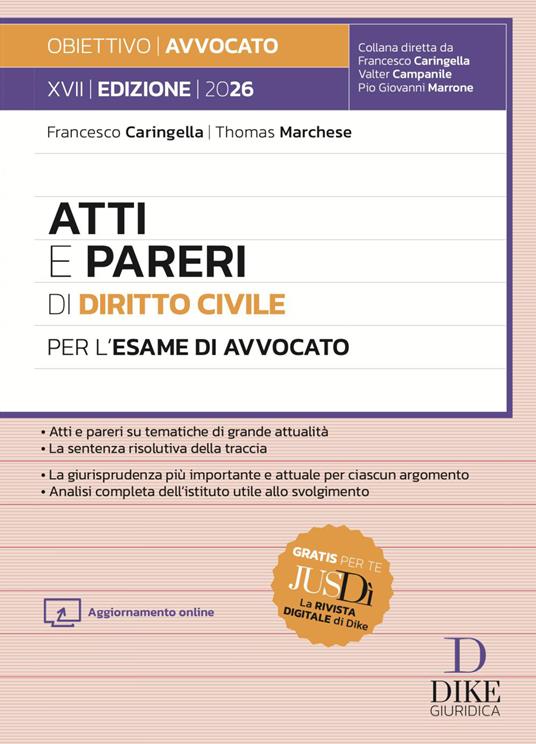 Atti e pareri di diritto civile per l'esame di avvocato 2026 - Francesco Caringella, Thomas Marchese