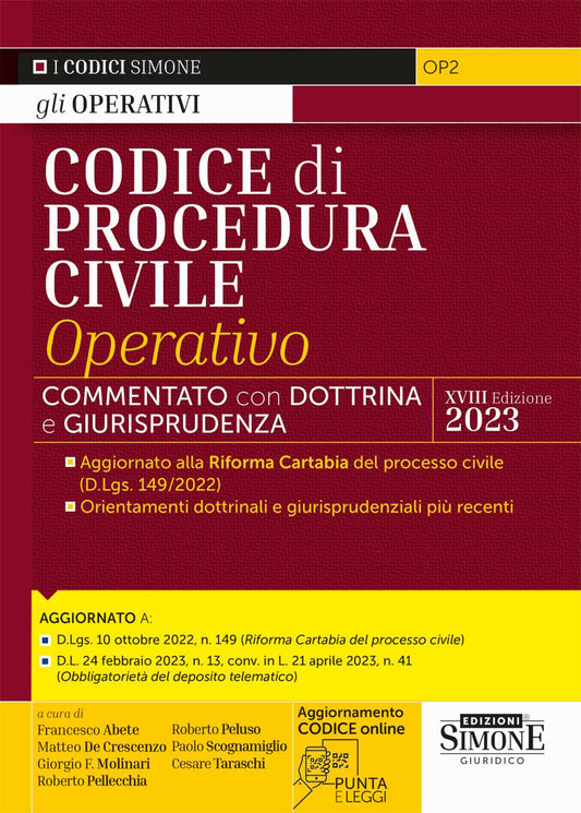 Codice di Procedura Civile Operativo 2023. Annotato con Dottrina e Giurisprudenza (18 ed.) - Abele