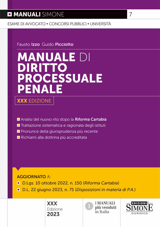 Manuale diritto processuale penale (30 ed.) - Izzo