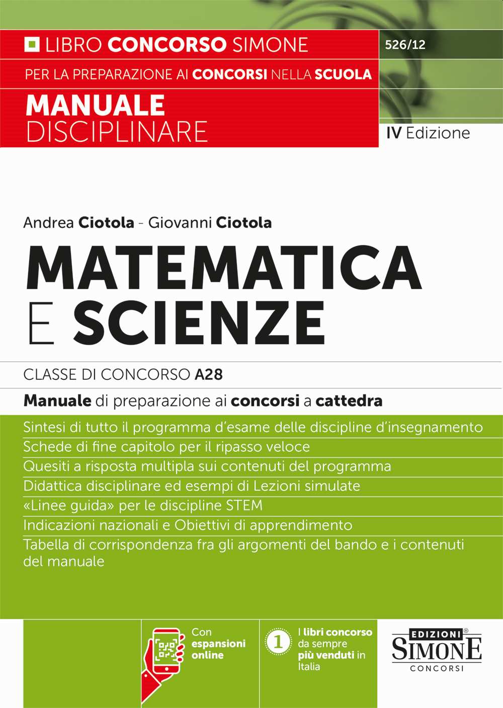 Manuale disciplinare matematica scienze - 52612 Ciotola