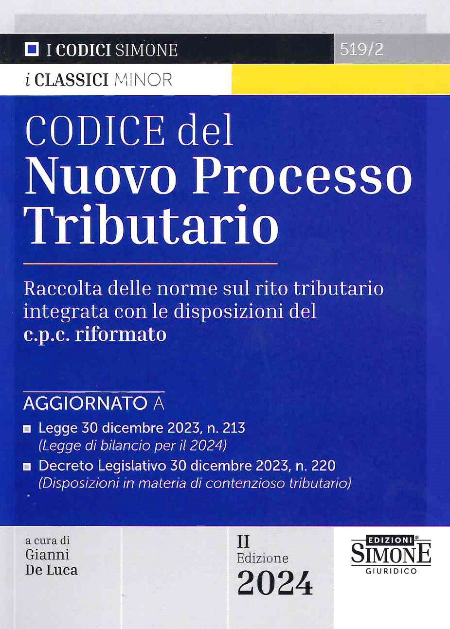 Codice nuovo processo tributario 2024 - De Luca