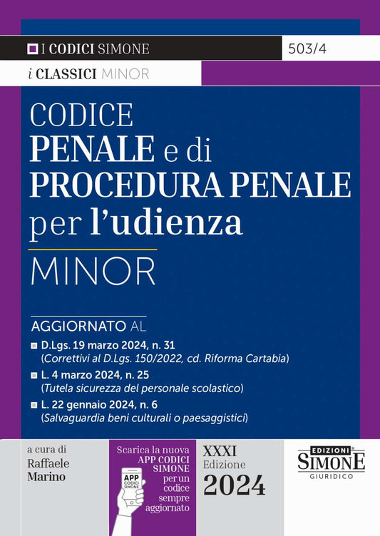 Codice penale e procedura penale minor 2024 (31 ed.) - Marino