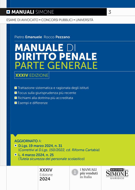 Manuale diritto penale parte generale (34 ed.) - Delpino Pezzano