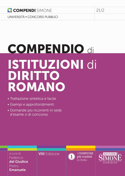 Compendio istituzioni diritto romano (8 ed.) - Del Giudice