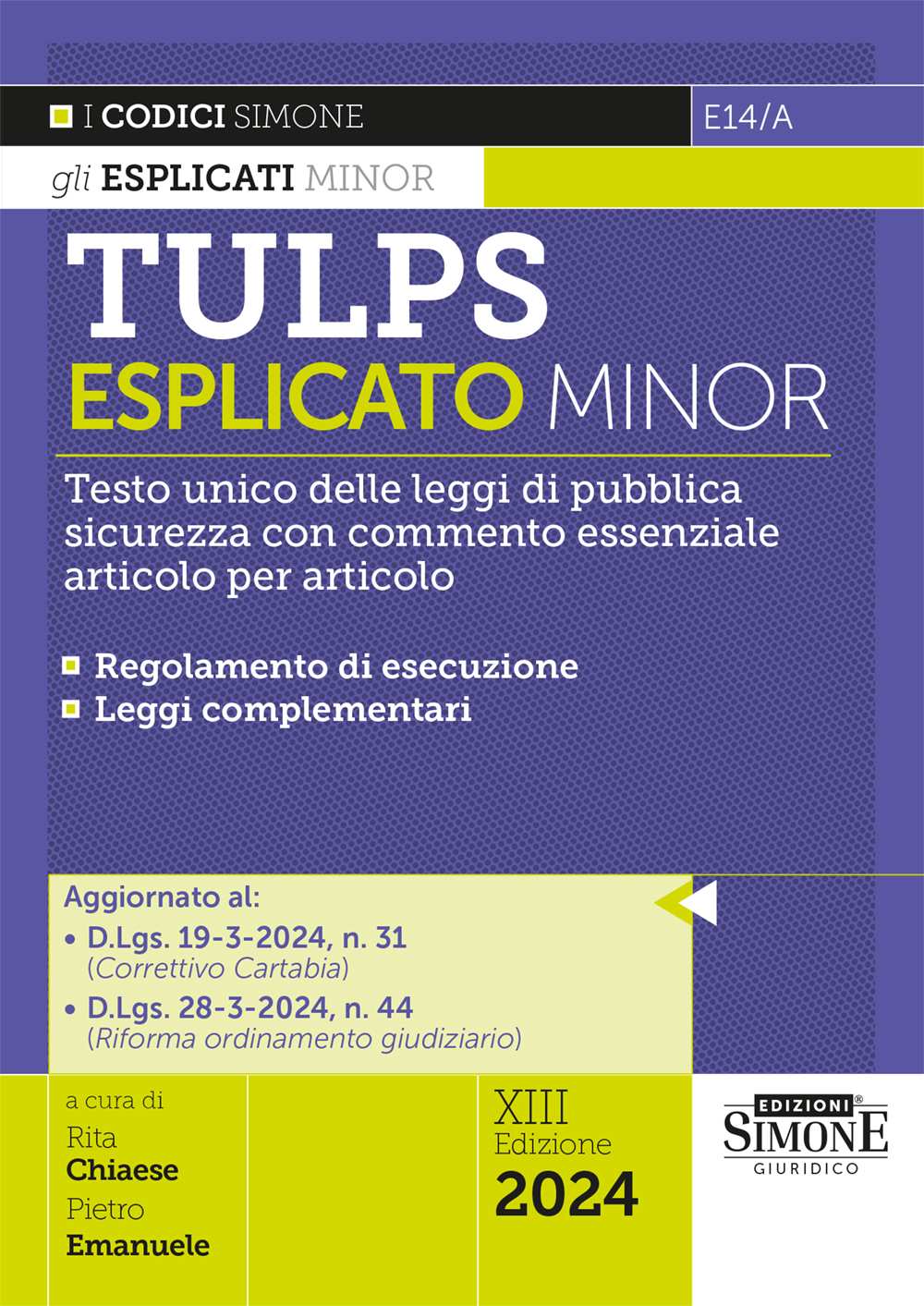 TULPS codice esplicato minor 2024 - Del Giudice