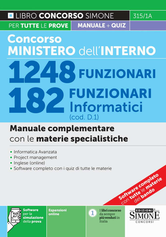 Concorso Ministero dell’Interno 1248 Funzionari – 182 Funzionari Informatici (cod. D1)