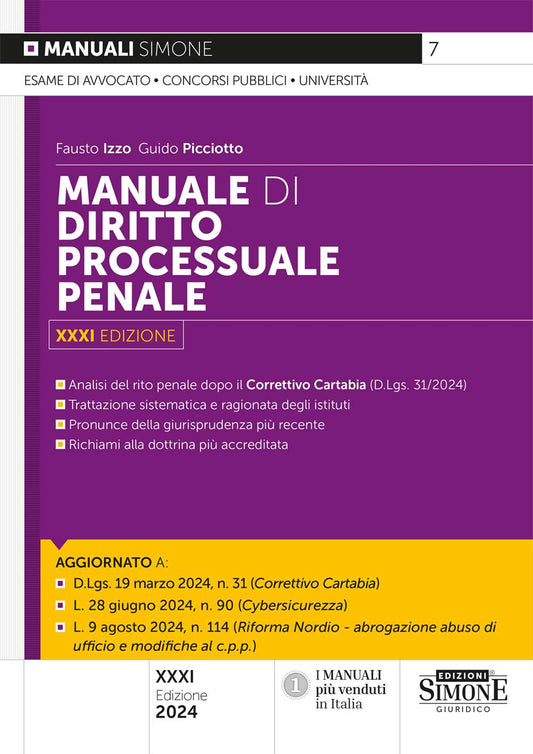 Manuale di diritto processuale penale (31°ed.) - Izzo