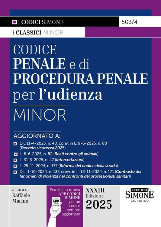 Codice penale e di procedura penale per l'udienza MINOR - Raffaele Mariano