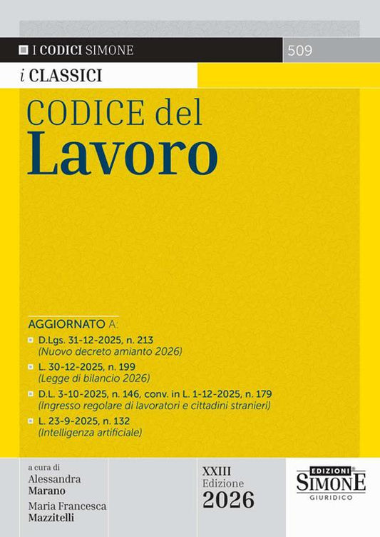Codice del lavoro 2026 - Alessandra Marano, Maria Francesca Mazzitelli