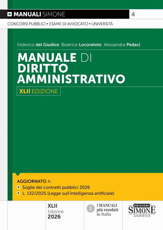 Manuale di diritto amministrativo 2026 - Federico Del Giudice, Beatrice Locoratolo, Alessandra Pedaci