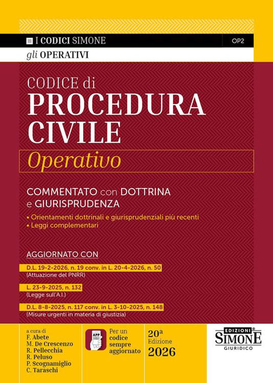 Codice di procedura civile operativo. Commentato con dottrina e giurisprudenza 2026 - Francesco Abete, Matteo De Crescenzo, Giorgio F. Molinari