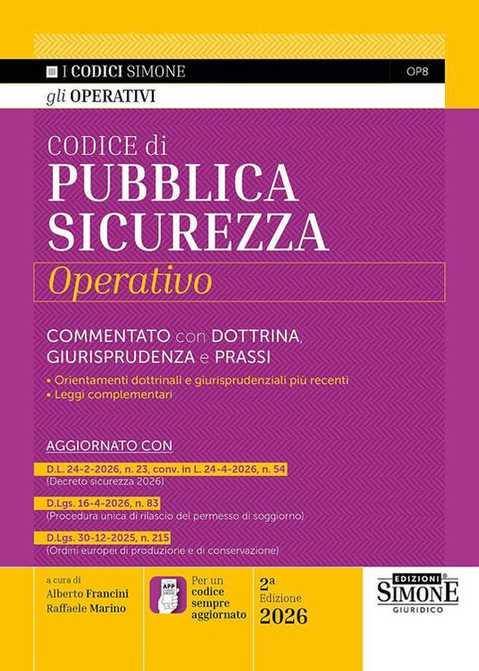 Codice di pubblica sicurezza operativo 2026 - Alberto Francini, Raffaele Marino