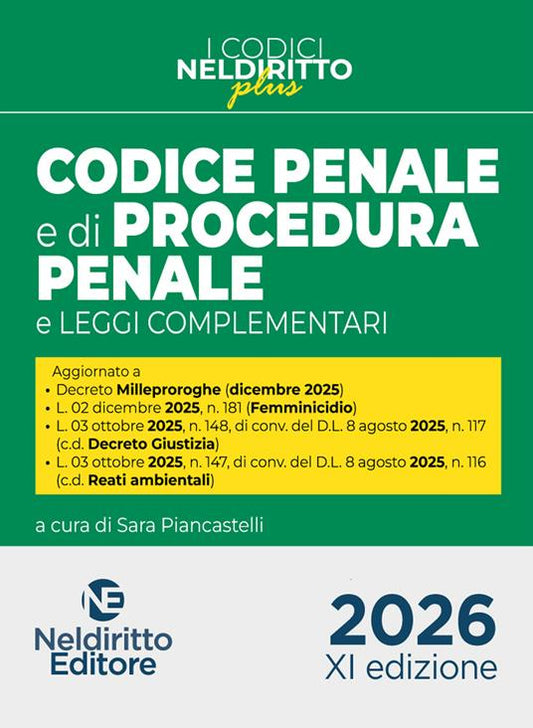 Codice penale e di procedura penale Plus 2026. Con espansione online - Chiara Piancastelli