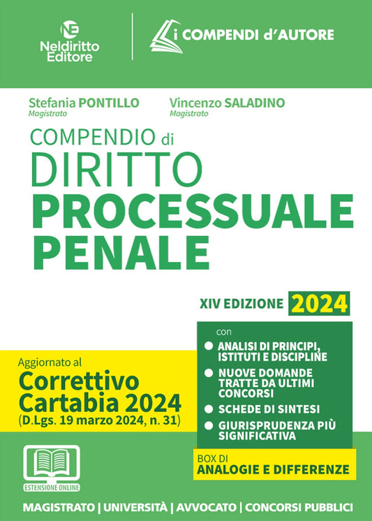 Compendio diritto processuale penale 2024 - Pontillo