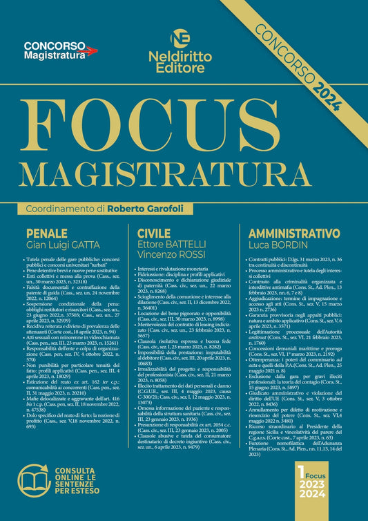 Focus magistratura. Concorso magistratura 2024: Penale, civile, amministrativo - Gatta