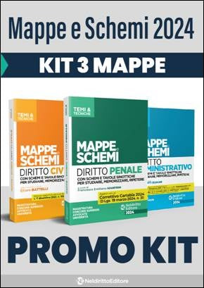 Kit mappe e schemi di diritto Civile, Penale e Amministrativo 2024 (3 volumi)