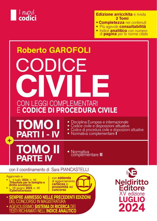 Codice Civile con Leggi Complementari e Codice di Procedura Civile 2024 2 Tomi (Concorso Magistratura Settembre 2024) - Garofoli