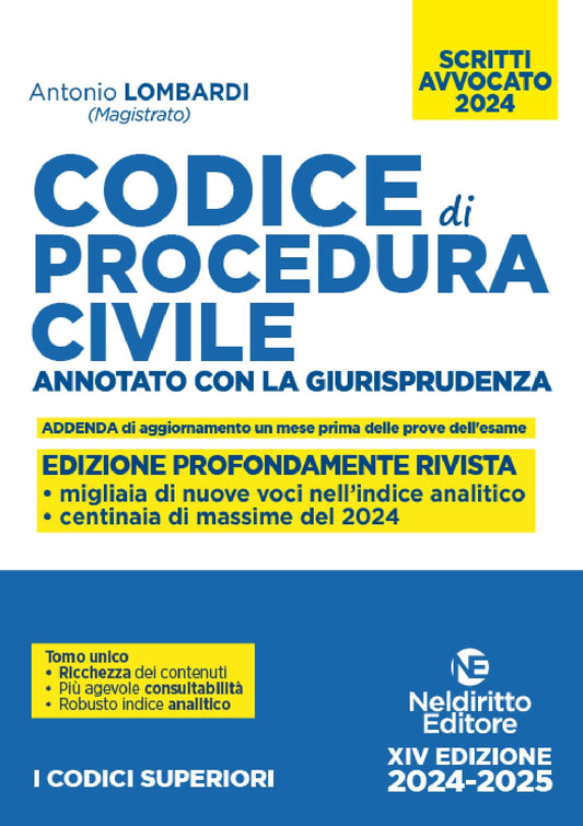 Codice di Procedura Civile Annotato con la Giurisprudenza (Esame Avvocato 2024-2025) - Lombardi