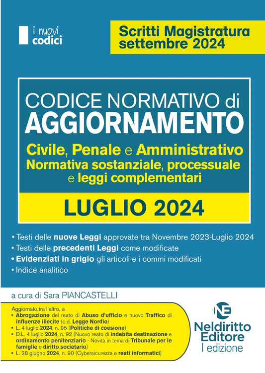 Codice Normativo di aggiornamento (Concorso Magistratura Settembre 2024) - Piancastelli