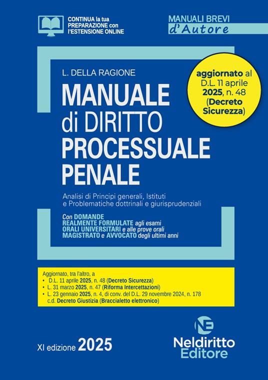 MANUALE BREVE DI DIRITTO PROCESSUALE PENALE (11° ED.) 2025 - DELLA RAGIONE