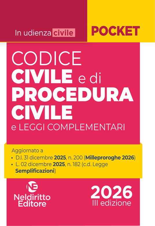 Codice civile e di procedura civile 2026 (per udienza) - Sara Piancastelli