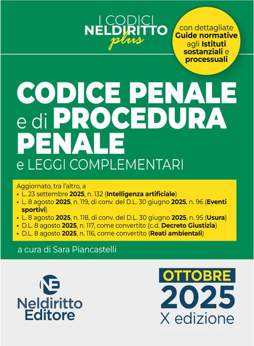 Codice penale e di procedura penale plus. Ottobre 2025 - C. Piancastelli