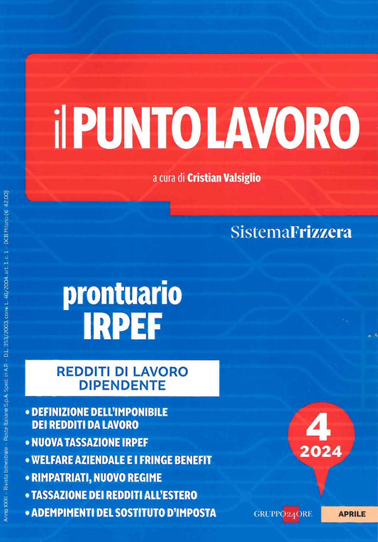 Ebook Il Punto Lavoro 4/2024 - Prontuario Irpef - Valsiglio