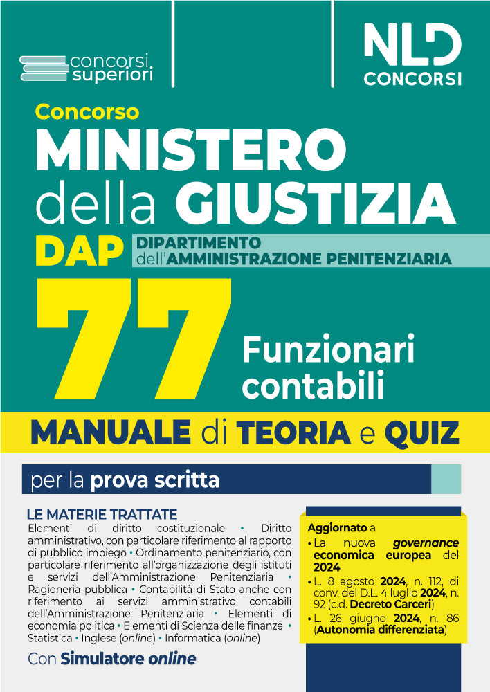 Manuale concorso Ministero della Giustizia 77 Funzionari contabili DAP. Con espansione online