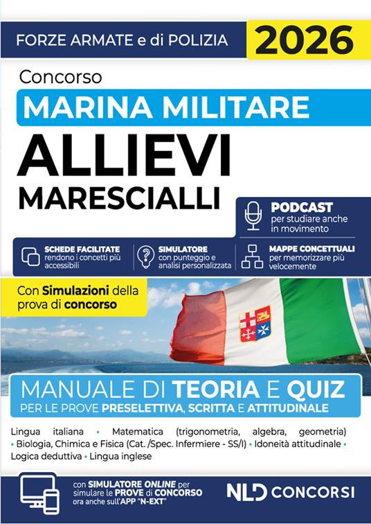 Concorso Allievi Marescialli Marina Militare 2026. Manuale di teoria e quiz