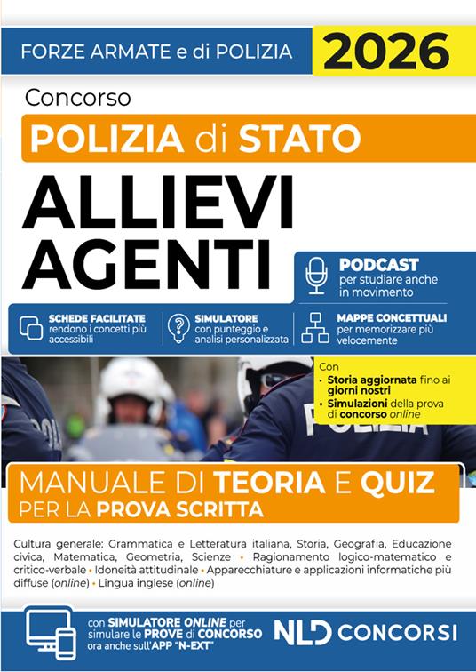 Concorso Polizia di Stato allievi agenti. Manuale di teoria e quiz per la prova scritta 2026