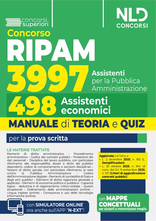 Concorso Ripam 3997 posti, profilo per 498 assistenti economici. Manuale di teoria e quiz per la prova unica