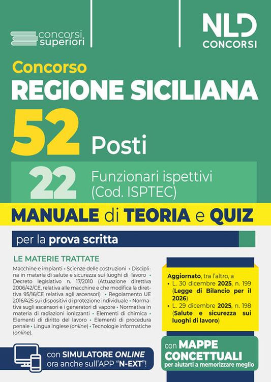 Concorso regione siciliana 52 posti. 22 funzionari ispettivi manuale di teoria e quiz per la prova scritta 2026