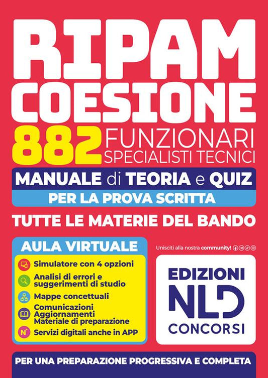 Concorso 2026 RIPAM coesione. 882 specialisti tecnici. Manuale di teoria. Con simulatore online