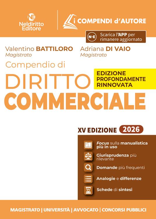 Compendio di diritto commerciale 2026 - Valentino Battiloro, Adriana Di Vaio