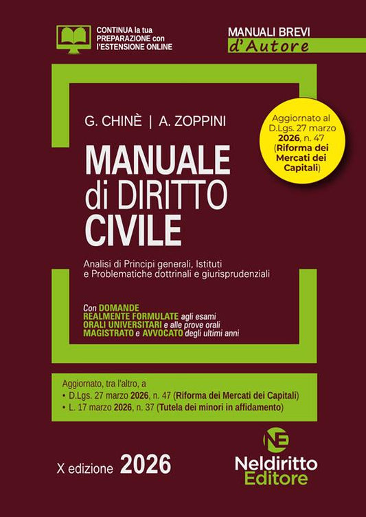 Manuale breve di diritto civile 2026 - Giuseppe Chiné, Andrea Zoppini