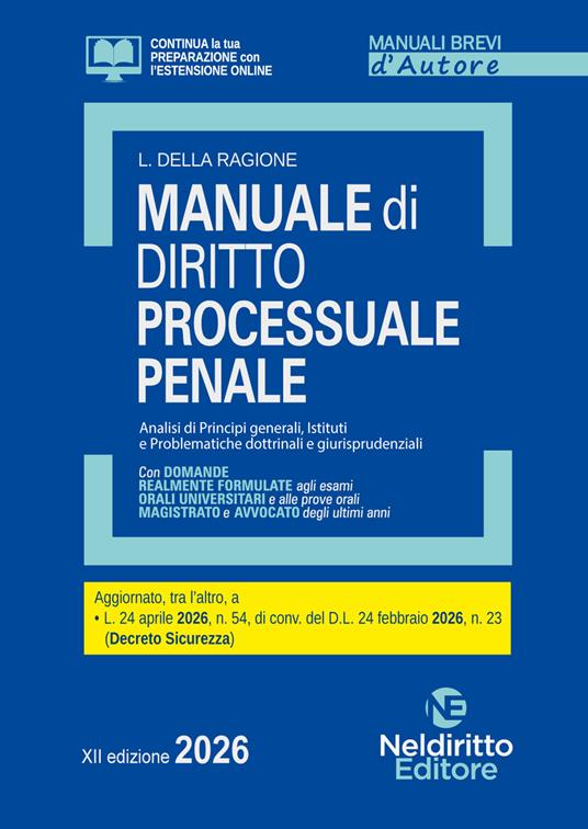 Manuale breve di Procedura Penale 2026 - Luca Della Ragione