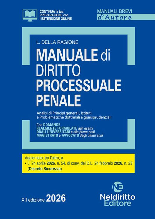 Manuale breve di Procedura Penale 2026 - Luca Della Ragione