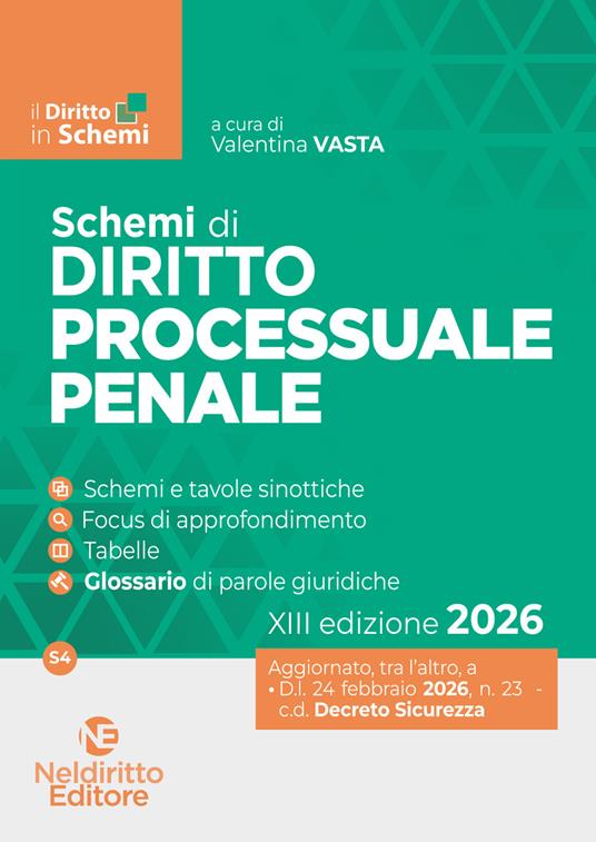 Schemi di procedura penale 2026. Nuova ediz. di V. Vasta