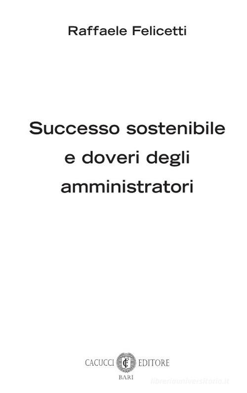 Successo sostenibile e doveri degli amministratori - Felicetti