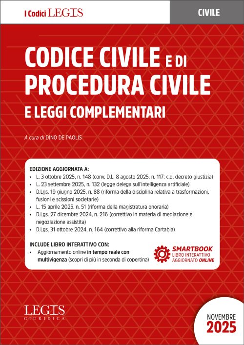 Codice civile e di procedura civile e leggi complementari (novembre 2025) - De Paolis