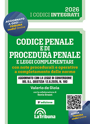 PREORDINE CODICE INTEGRATO: Codice penale e di procedura penale e leggi complementari con note operative a completamento delle norme - Valerio de Gioia