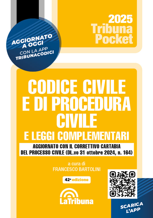 Codice civile e di procedura civile e leggi complementari NOVEMBRE 2024 (42°ed.) La Tribuna Pocket  9788829115624 -