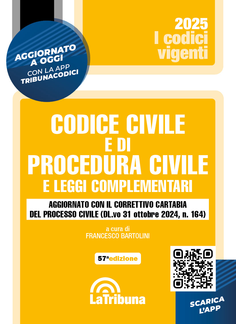 Codice civile e di procedura civile e leggi complementari NOVEMBRE 2024 (57°ed.) La Tribuna Vigente 9788829115563 - Bartolini